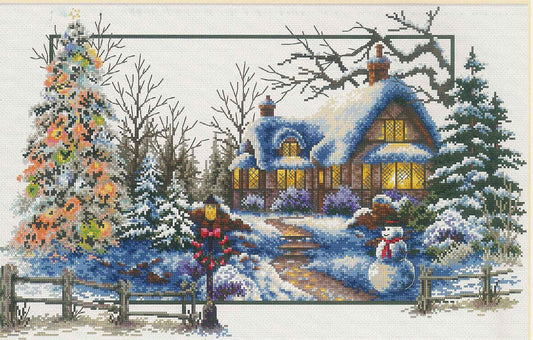 No Count Cross Stitch - Winter Cottage