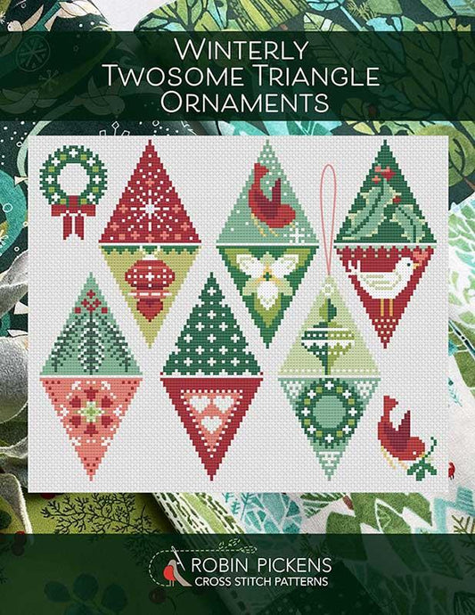 Winterly Twosome Triangle Ornaments - Robin Pickens Cross Stitch Patterns