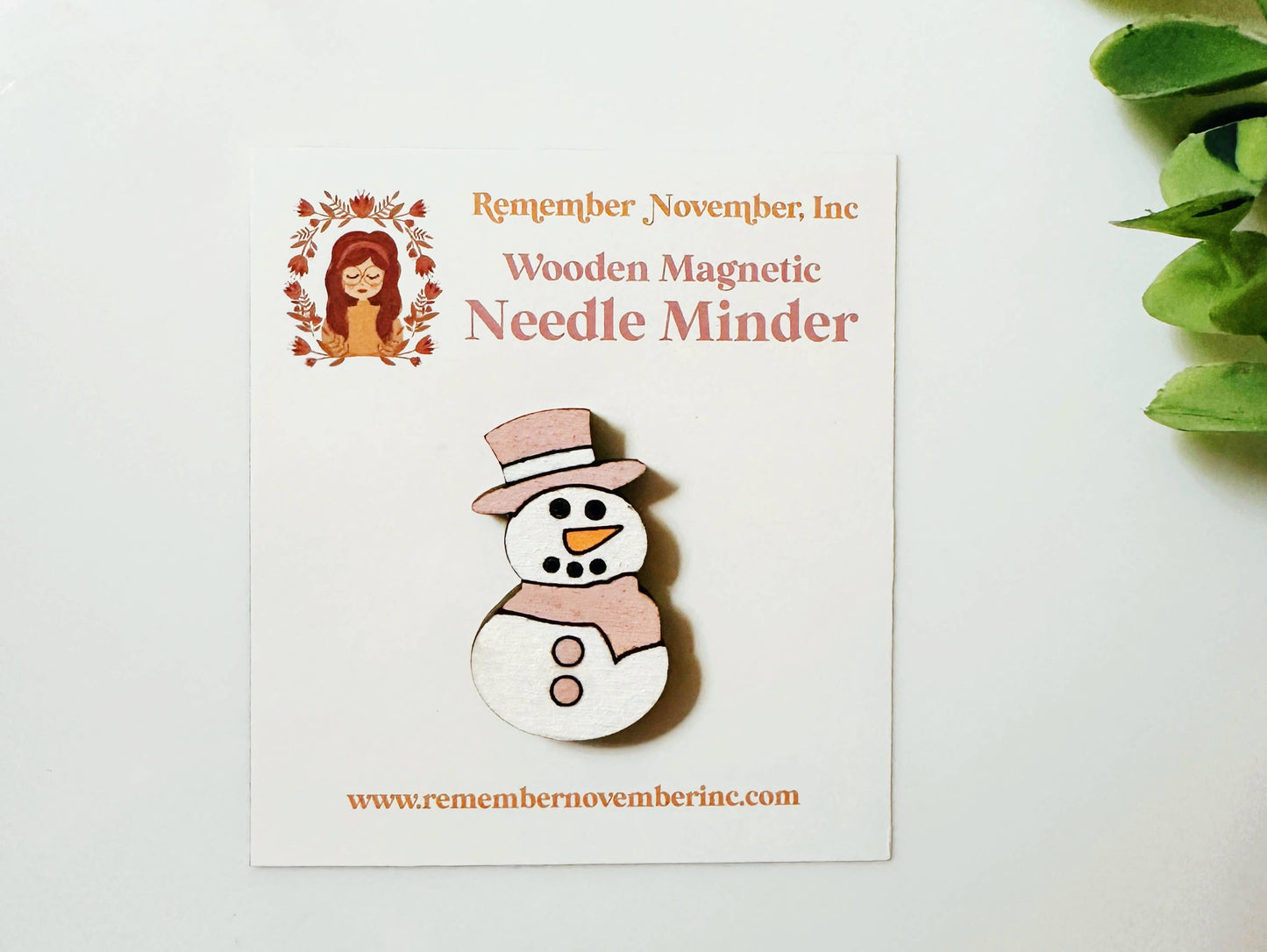 Snowman Wooden  Needle Minder