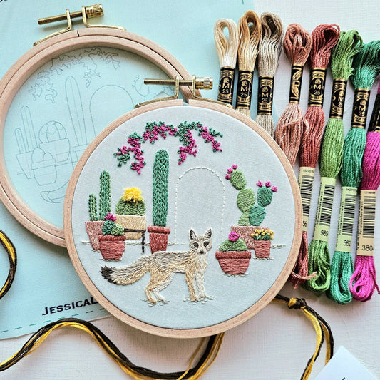 Desert Fox Hand Embroidery Kit - Jessica Long Embroidery