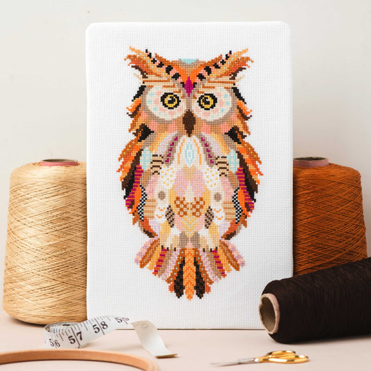 Mandala Owl Counted Cross Stitch Kit - Meloca Designs