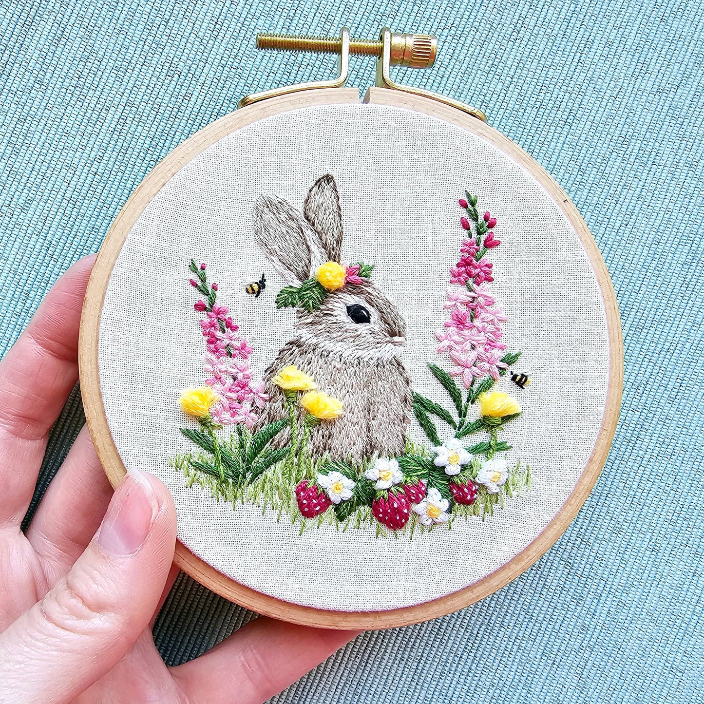Berry Patch Bunny Hand Embroidery Kit - Jessica Long Embroidery