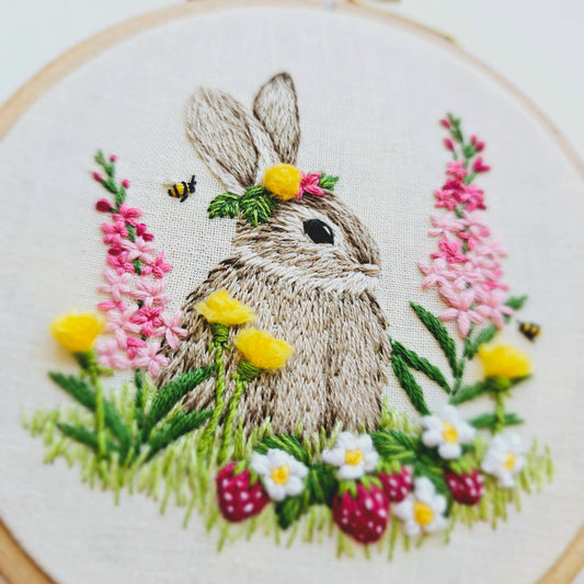 Berry Patch Bunny Hand Embroidery Kit - Jessica Long Embroidery