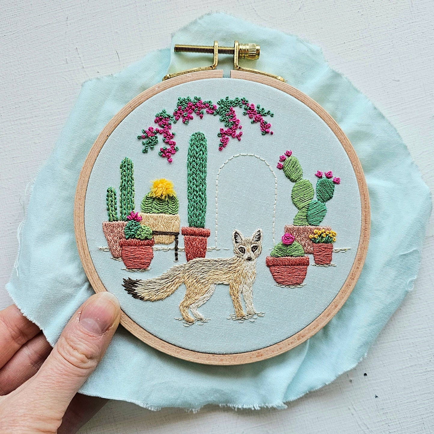 Desert Fox Hand Embroidery Kit - Jessica Long Embroidery
