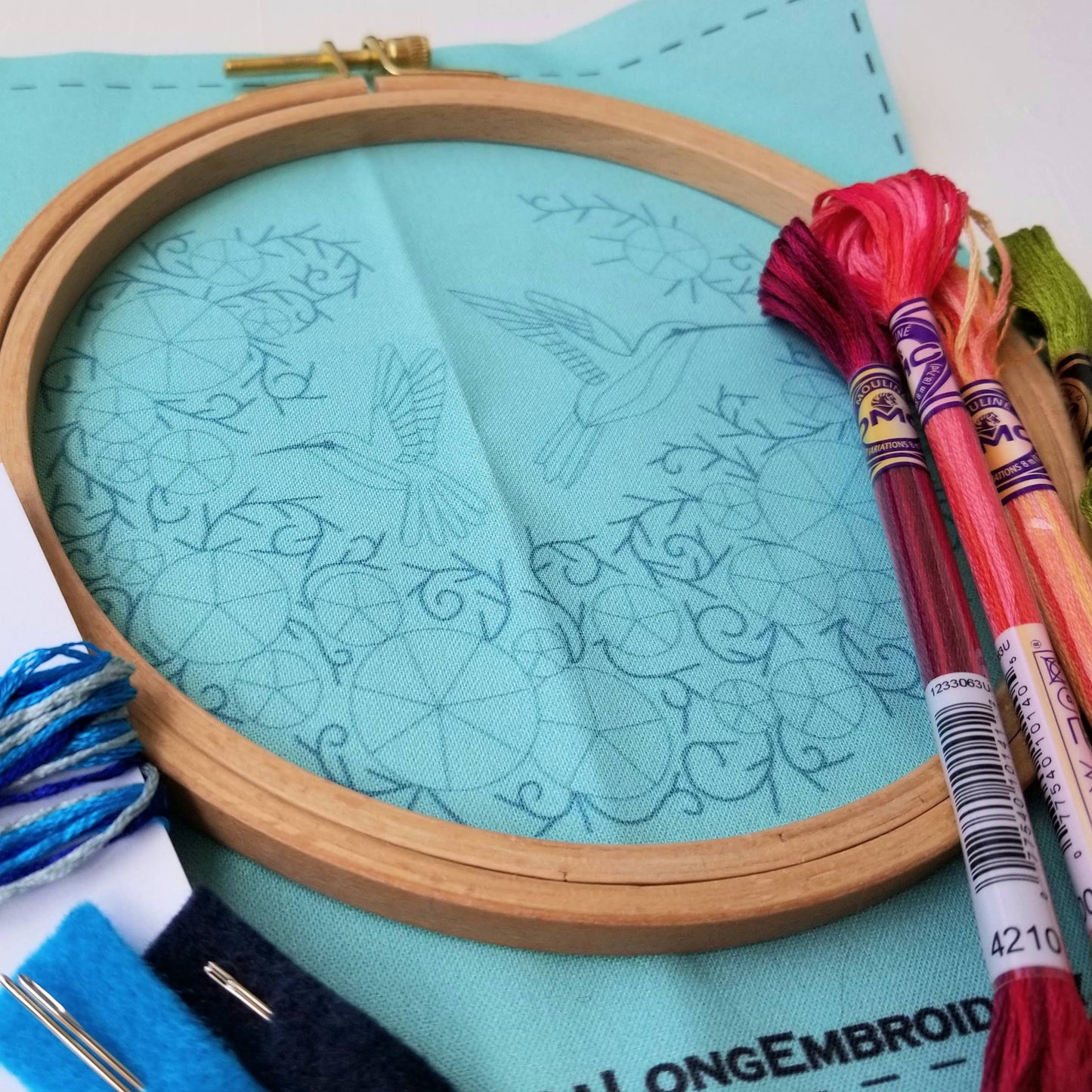 Summer Hummingbird Embroidery Kit - Jessica Long Embroidery