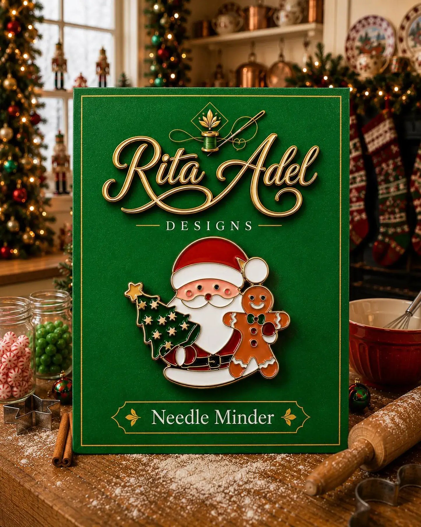 Santa & Gingerbread Man Needle Minder