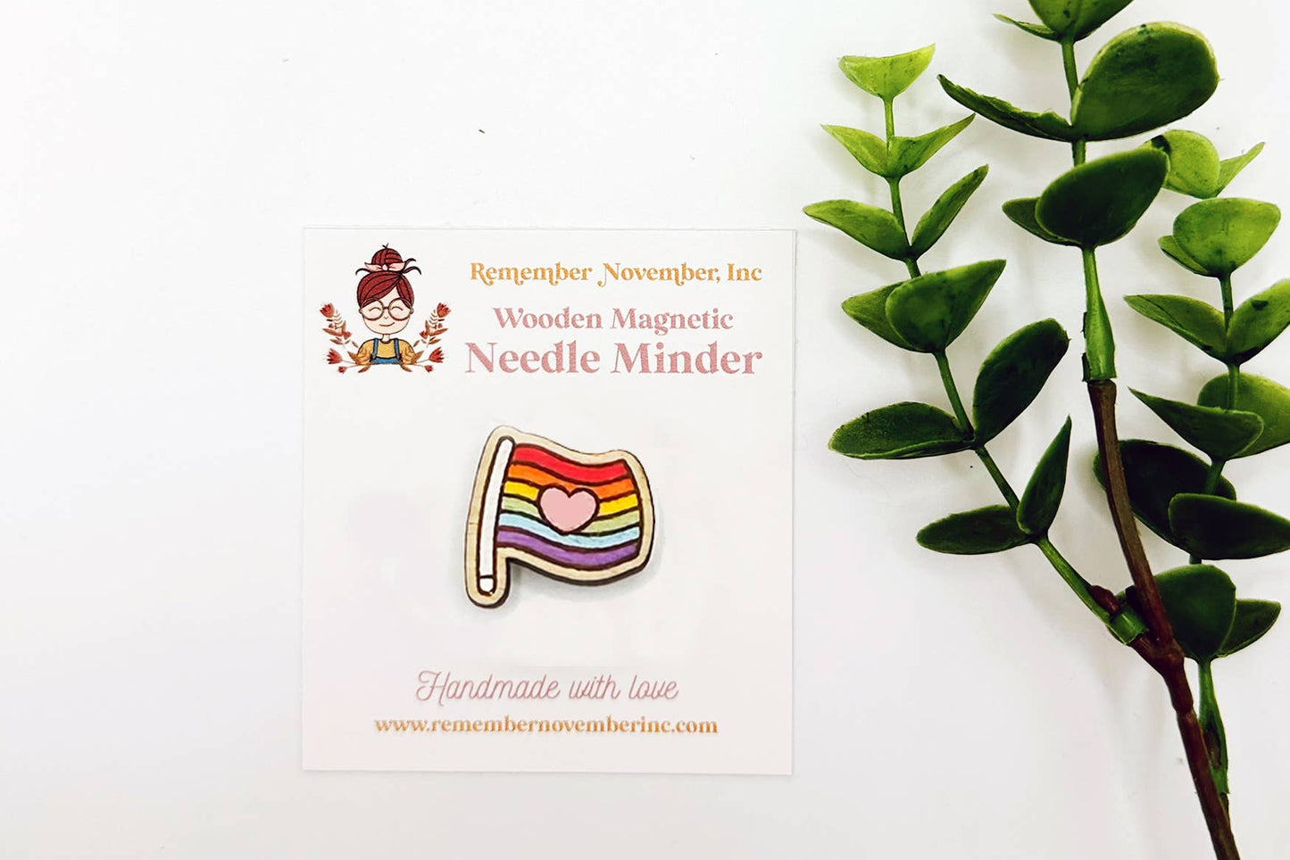 Pride Flag Wooden Needle Minder