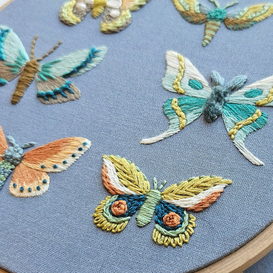 Moth Sampler Embroidery Kit - Jessica Long Embroidery