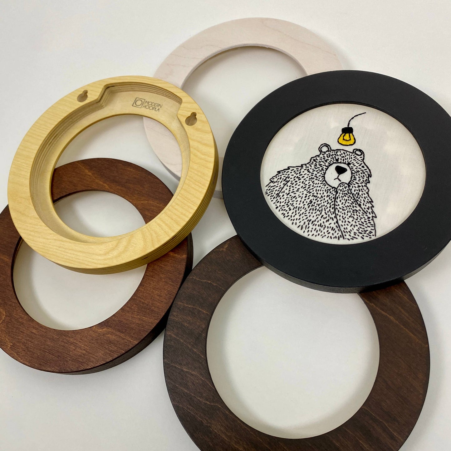 Embroidery Hoop Frame for 4" Hoops: Square / Dark Walnut Stain - Modern Hoopla