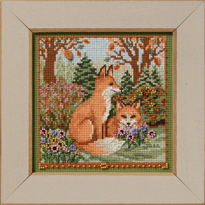 Fall Foxes - Buttons and Beads Autumn Series - Beaded Cross Stitch Kit - Mill Hill