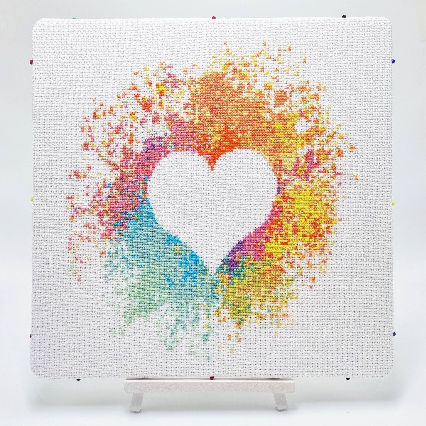Watercolour Heart Cross Stitch Kit - Meloca Designs