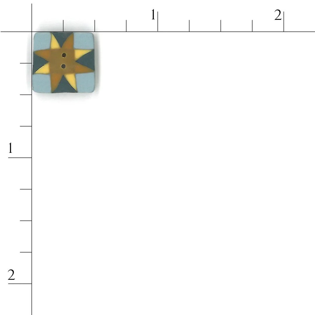 Small Gold/Blue Quilted Star - Just Another Button Company