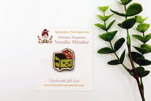 Dumpster Fire Wooden Needle Minder