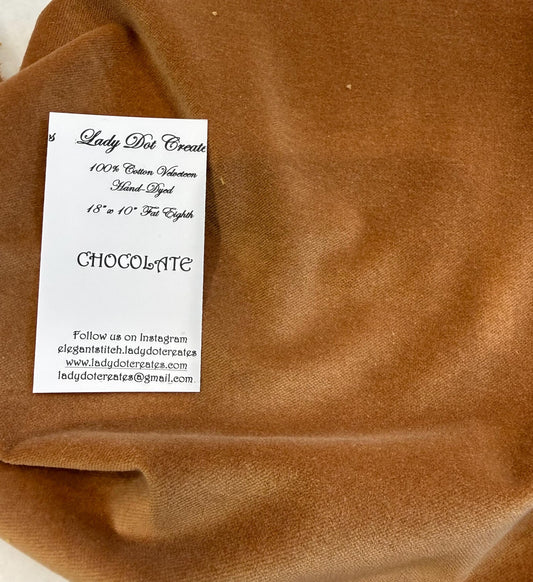 10"x18" Velveteen - Chocolate - Hand-dyed 100% Cotton - Lady Dot Creates