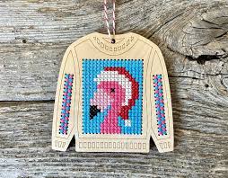 Fancy Flamingo Ugly Sweater Ornament Kit - Canadian Stitchery