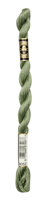 DMC Pearl Cotton Skein Size 5 Medium Green Gray #3052