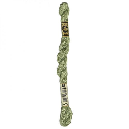 DMC Pearl Cotton Skein Size 5 Green Gray #3053