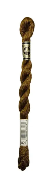 DMC Pearl Cotton Skein Size 5 Very Dark Golden Olive #829