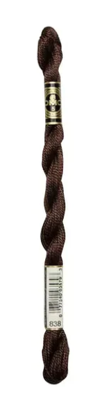 DMC Pearl Cotton Skein Size 5 Very Dark Beige Brown #838