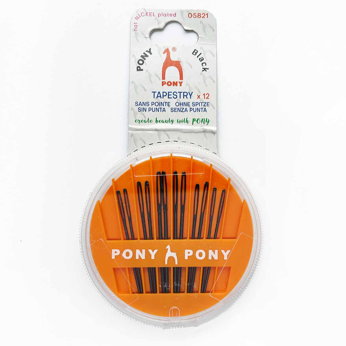Pony Black Tapestry Needles with Black Eyes in Compact, Sizes 18/20/22