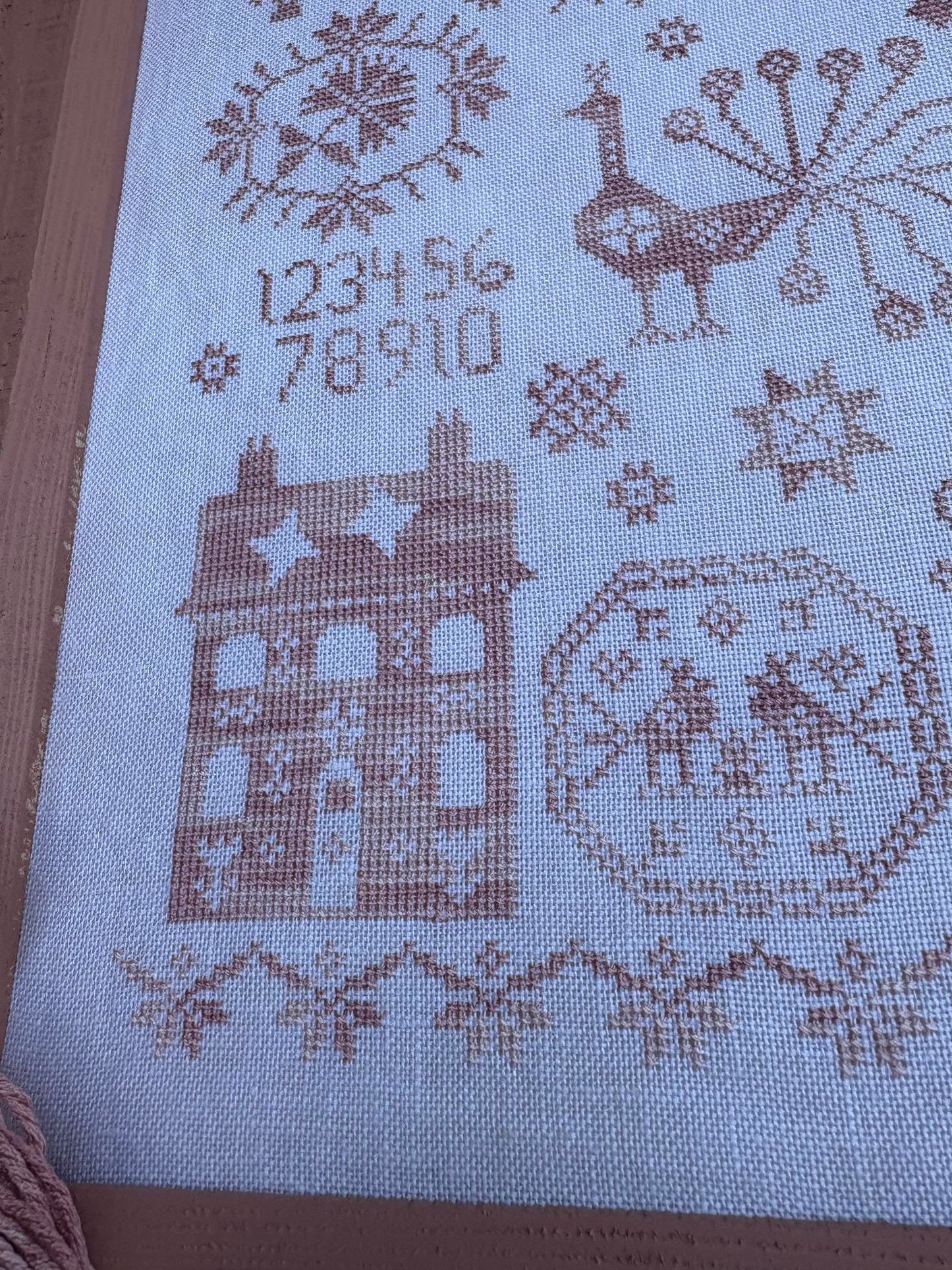 Pink Peacock Sampler - Pansy Patch Quilts and Stitchery