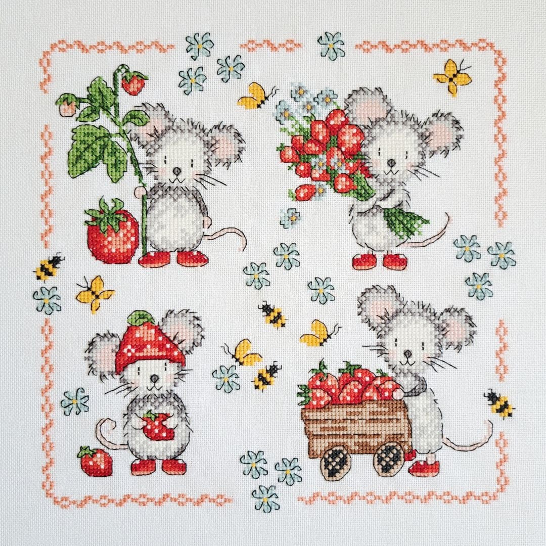 Strawberry Mouse Sampler - Artmishka - 2026 Needlework Marketplace PREORDER
