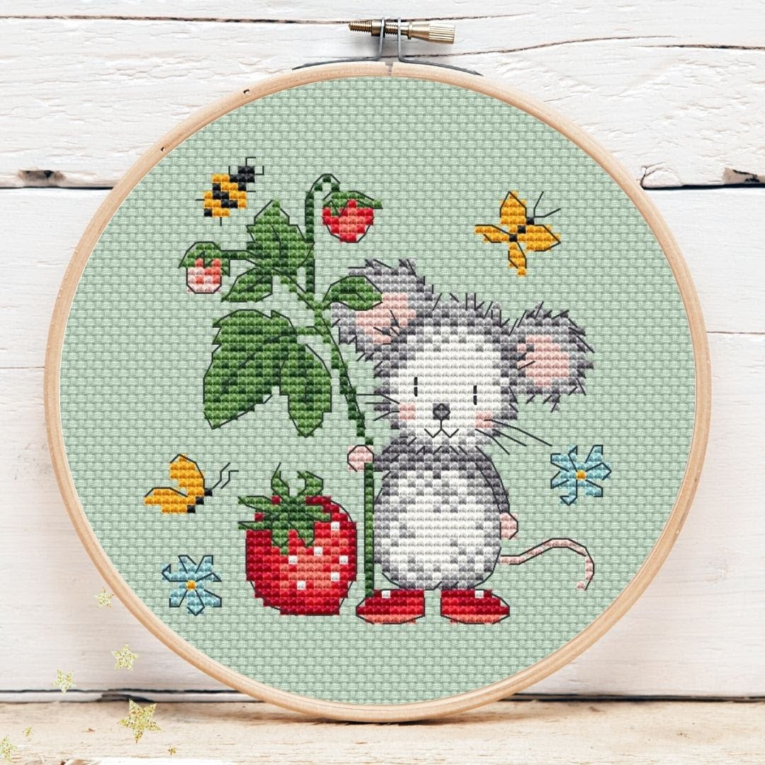 Strawberry Mini Mouse 1 - Artmishka - 2026 Needlework Marketplace PREORDER
