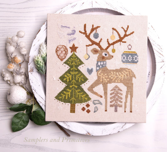 Festive Reindeer - Samplers and Primitives - 2026 Needlework Marketplace PREORDER