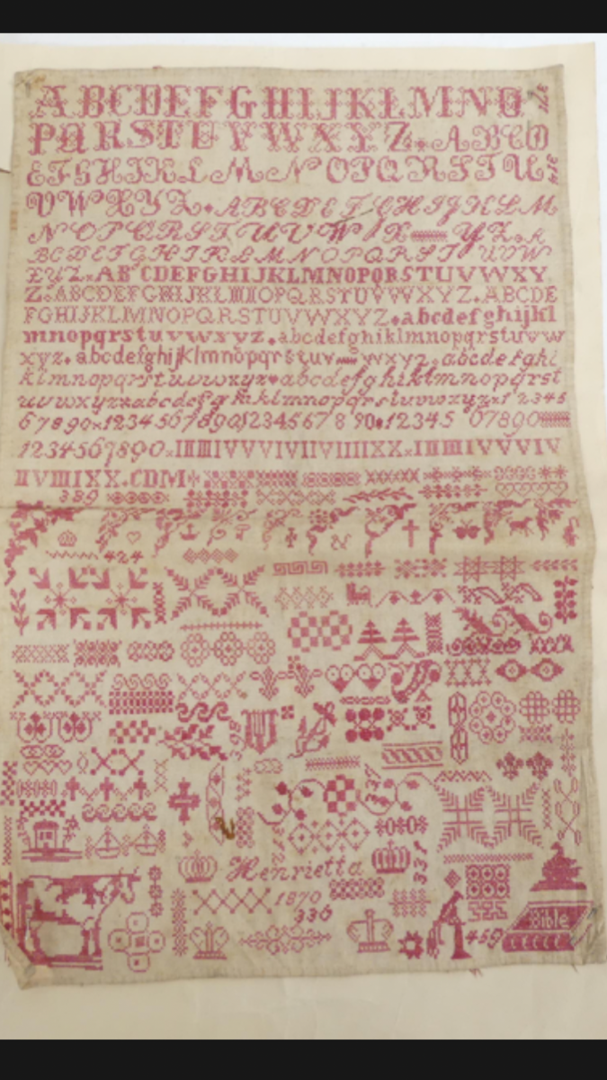 Henrietta 1870 a Bristol Orphanage Sampler Antique Reproduction - Cross Stitch Antiques - 2026 Needlework Marketplace PREORDER