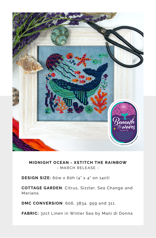 Midnight Ocean (xStitch the Rainbow - Beneath the Waves) - Tiny Modernist - 2026 Nashville Needlework Market PREORDER