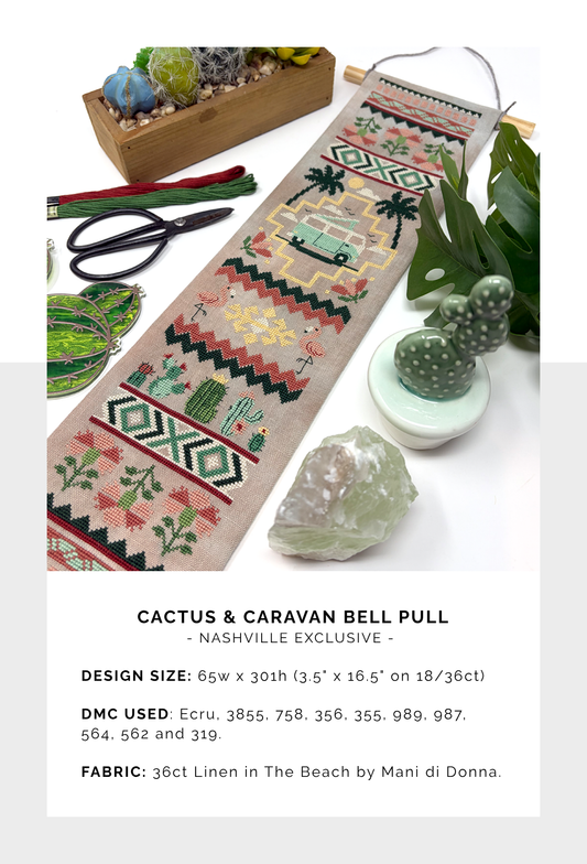 Cactus & Caravan Bell Pull - Tiny Modernist - 2026 Nashville Needlework Market PREORDER