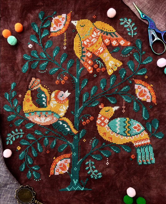 Songbirds and Berries - Quaternion Creations - 2026 Needlework Marketplace PREORDER