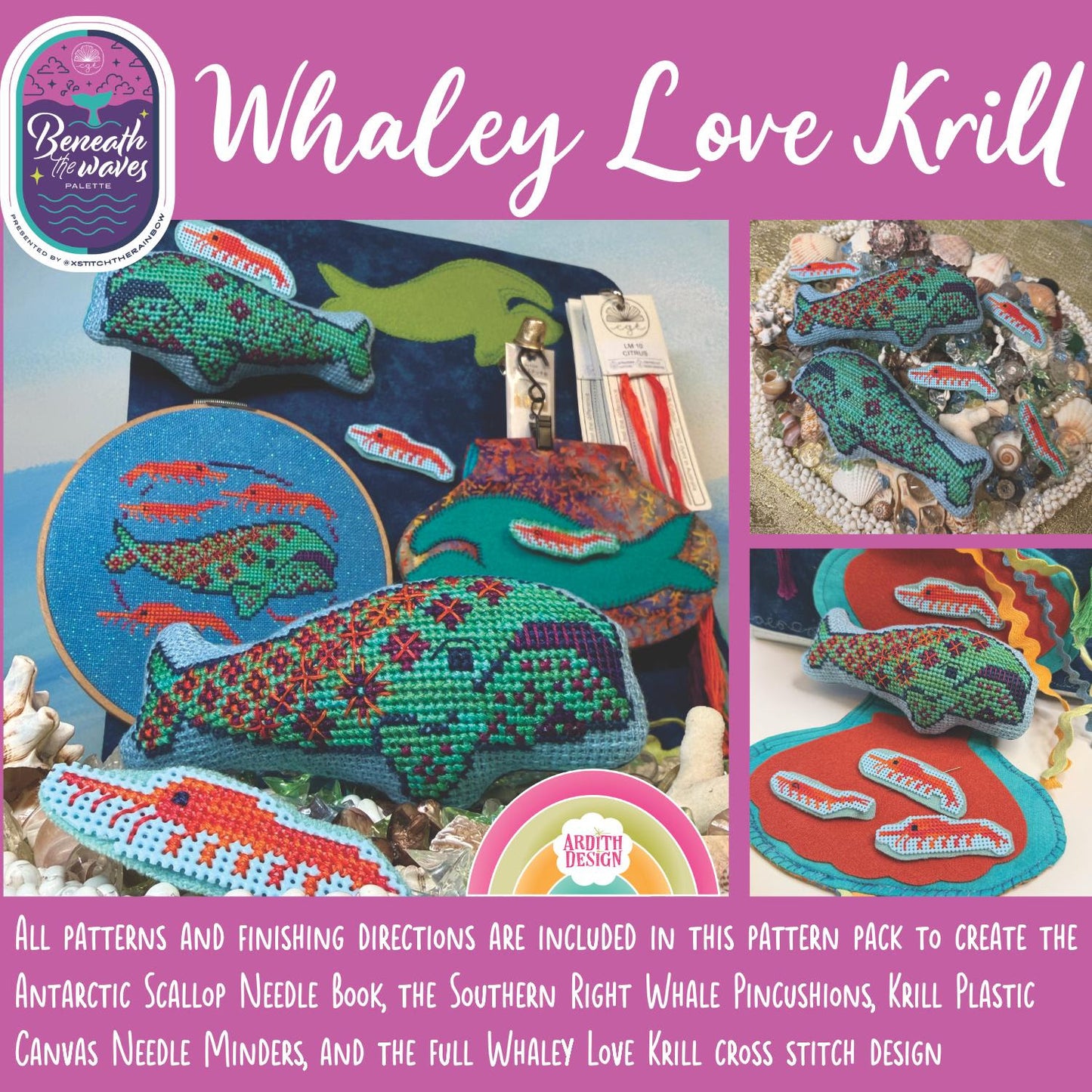 Whaley Love Krill (xStitch the Rainbow - Beneath the Waves Palette) - Ardith Design