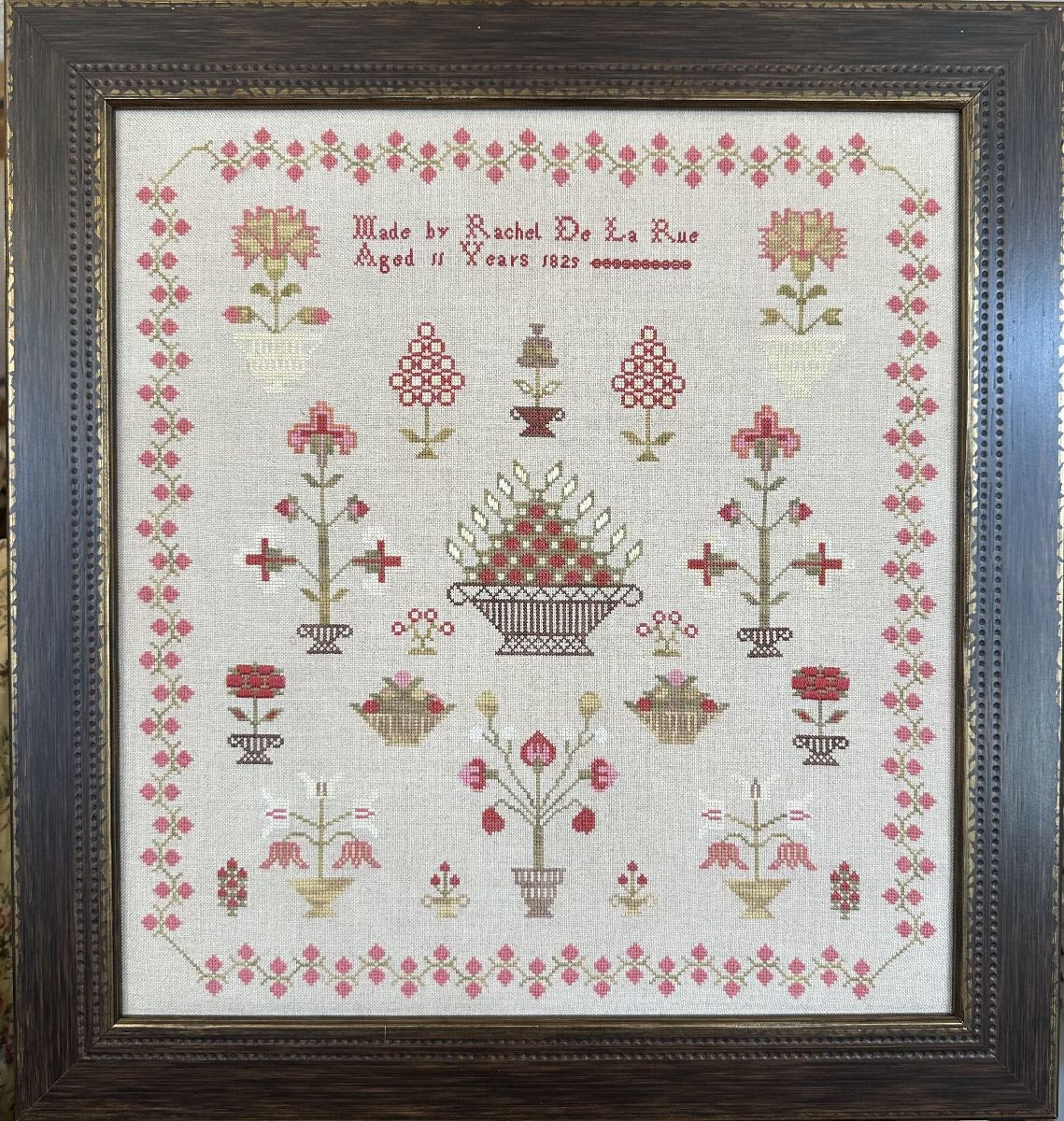 Rachel De La Rue, 1825, A Guernsey Channel Island Antique Sampler Reproduction - Cross Stitch Antiques - 2026 Needlework Marketplace PREORDER