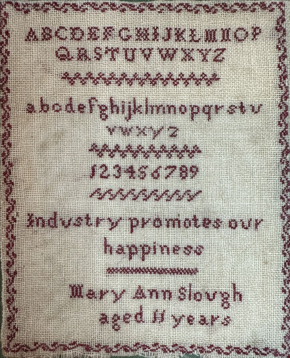 Mary Ann Slough, Specimen Book Cross Stitch Piece Reproduction circa 1840s - Cross Stitch Antiques - 2026 Needlework Marketplace PREORDER